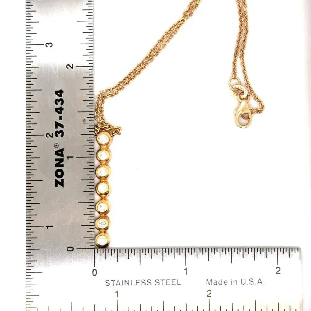 14K Gold 7-Diamonds Drop Pendant Necklace